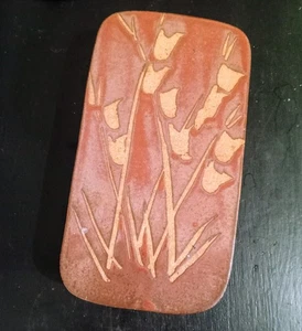 Scatola portapiatti con coperchio ceramica artistica vintage tulipani trinket scorta firmata datata 1983 - Foto 1 di 10