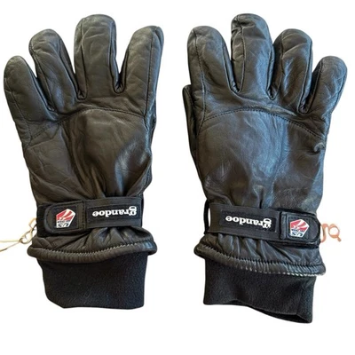 Guantes de esquí forrados de cuero genuino GRANDOE vintage para hombre equipo de esquí de Estados Unidos talla L negros Foto 1 de 4