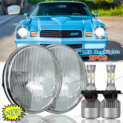 Faro LED redondo de 7 pulgadas haz alto bajo para Chevrolet Camaro Z28 SS RS 67-81 2 piezas Foto 1 de 4