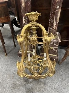 Very Large & Heavy Gilt Metal French Napoleon Style Lantern Chandelier (18kg) - Picture 1 of 7