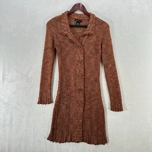 Vintage BCBG Maxazria Dress Womens S Burnt Orange Knit Artsy Button 90s Y2K Slim - Picture 1 of 12