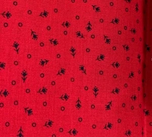 Vintage Red & Black Floral Polka Dot Fabric 1/2 yard x 44" - Picture 1 of 4