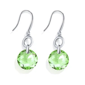 MYJS Bella O Drop Earrings With Peridot Crystals Silver Plated - Picture 1 of 1