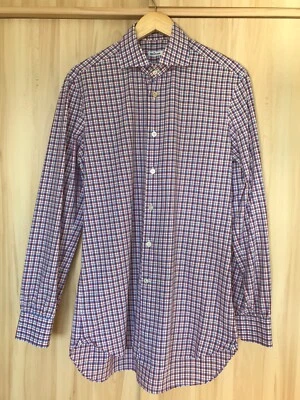Men's Kiton Napoli Multicolor Checked Cotton Shirt 16 / 41 - Image 1 of 4