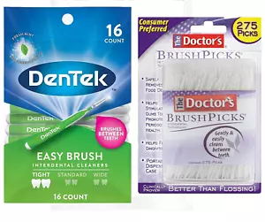 16 Count Dentek Easy Brush Cleaners + The Doctor’s Interdental Toothpicks 275Pcs - Picture 1 of 5