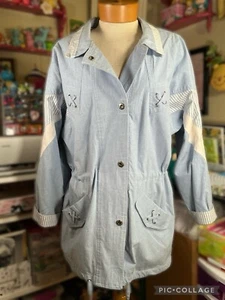 Vtg Chambray Jacket Coastal Lightweight Parka Grunge Gorpcore Utility Coat OS - Picture 1 of 9