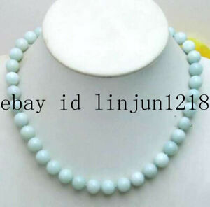 Natural 8/10/12mm Round Light Blue Amazonite Gemstone Beads Necklace 18'' AAA