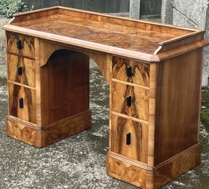 SUPERB SMALL WALNUT ART DECO WRITING DESK VERY CLEAN 2 MAN DELIVERY - Picture 1 of 24