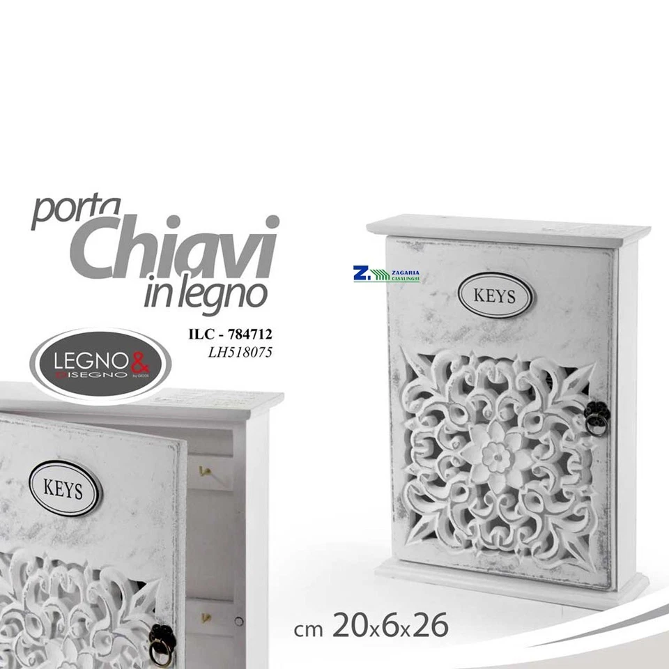GICOS PORTACHIAVI CASSETTA BACHECA APPENDICHIAVI LEGNO BIANCO ILC-784712