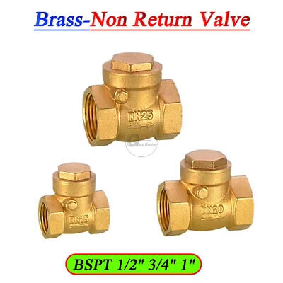 Non Return Valve BSPT 1/2" 3/4" 1" Female Thread Brass Check Valves Fitting - Image 1 of 4