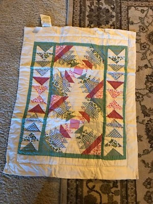 Colcha de trabajo, verde, rosa, azul, blanco Foto 1 de 3