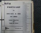 1959 Dodge T800 M-Series Heavy Duty Tandem Truck Parts Catalog Manual
