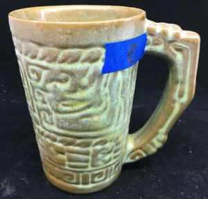 Mayan Aztec Prairie Green Frankoma Grand Mug 7M Embossed Glaze 26939 #E HTF - Picture 1 of 6