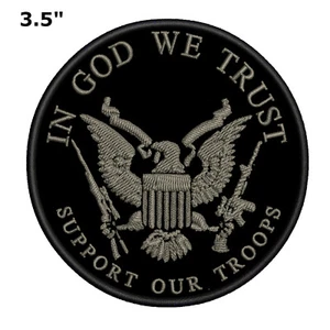 IN GOD WE TRUST - Support Our Troops Patch Embroidered Iron-On Applique Military - Picture 1 of 12