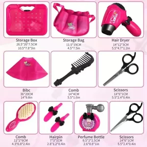 Girls Beauty Salon Set Pretend Play Stylist Hair Cutting Kit Hairdresser Toys Wi - Picture 1 of 1