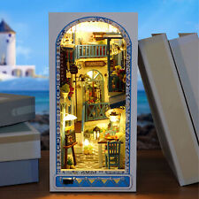 DIY Book Nook Kit 3D Wooden Puzzle Bookshelf Insert Decor with LED Light UK
