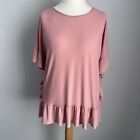 QED LONDON blush pink Top S/M UK 8-12 oversized stretch frilled tunic BNWT