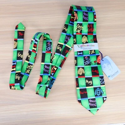 Corbata de cuello Expressions para hombre verde seda Jimmy Fund I love Dog Samantha Designer Foto 1 de 4