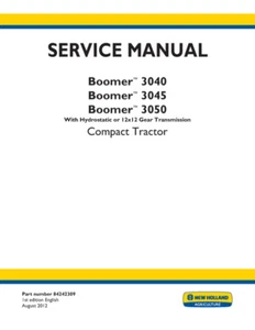 Manual de servicio de tractor New Holland Boomer 3040, 3045, 3050 hidrostático o 12x12 - Imagen 1 de 1