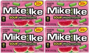 4x Mike & Ike saure Wassermelone Minis zäh saure Wassermelone aromatisierte Süßigkeiten 22g