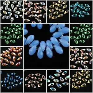6x12mm 100pcs Clear Teardrop Glass Crystal Spacer Beads Crafts Jewelry Findings#