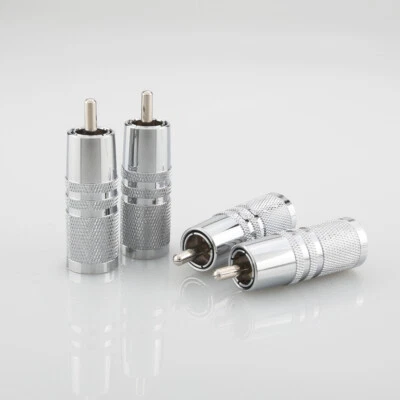 4 peças plugue RCA banhado a ródio 8mm cabo Hi-Fi áudio conector de cobre terminal - Imagem 1 de 4