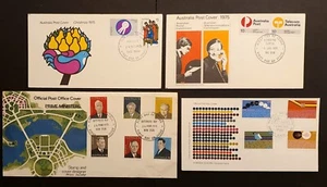 Australia Stamps 1975 Christmas Science Prime Ministers 4 x First Day Covers (w) - Picture 1 of 2