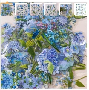 100 Blue Flower stickers 4 Journaling|Art|Diary|Stationery|Craft|Scrapbooking - Picture 1 of 8