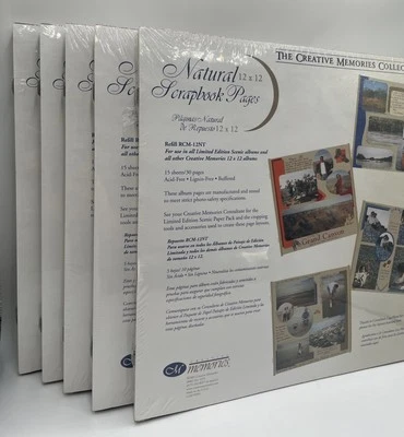 Paquete de 5 páginas de álbum de recortes Creative Memories 2001 12 x 12 naturales recarga RCM-12NT Foto 1 de 4