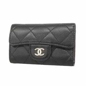 Chanel Key Case Matelasse Caviar Skin Black Silver Hardware Used Ladies Used - Picture 1 of 10
