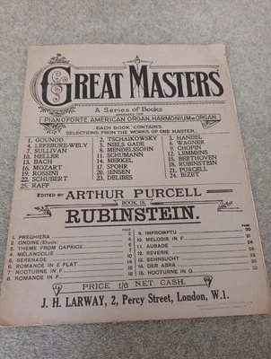 Great Masters: Book 18 Sheet Music By Rubinstein For Piano, Organ & Harmonium - Image 1 of 4