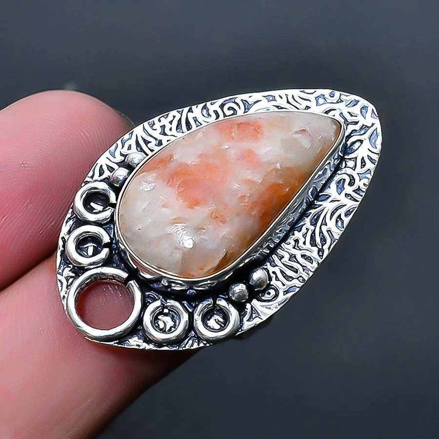 Sunstone Handmade Gemstone Jewelry Ring US Size 8 - Image 1 of 1