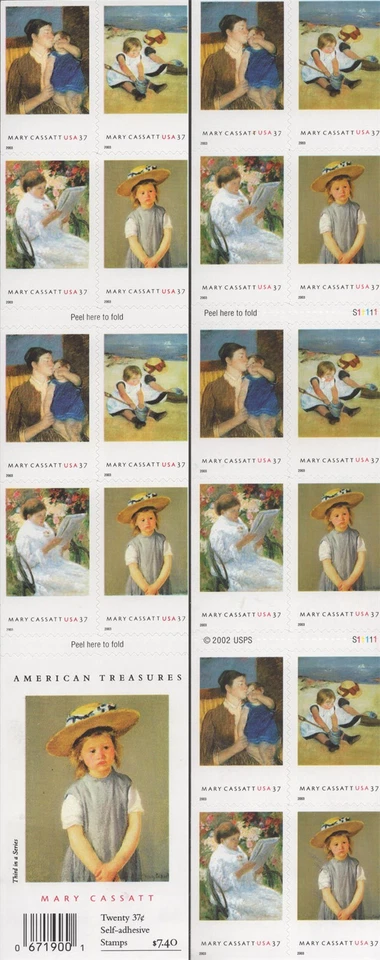 SC# 3804-07 (3807b) - American Treasures - Mary Cassatt Double-sided Pane of 20 - Image 1 of 1