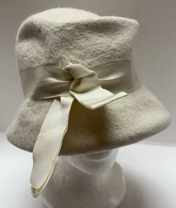 Cappello vintage Merrimac Merri Soie in feltro mohair crema - Foto 1 di 7