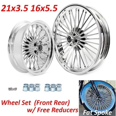 Fat Spoke Wheels Set 21x3.5 16x5.5 for Harley Dyna Wide Glide Street Bob FXDB - Image 1 of 4