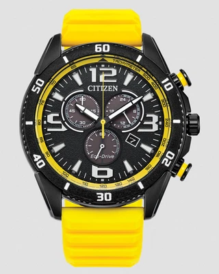 Citizen Eco-Drive Men's Brycen Black Dial Yellow Silicone Band Watch AT2585-08E - image 1 of 4
