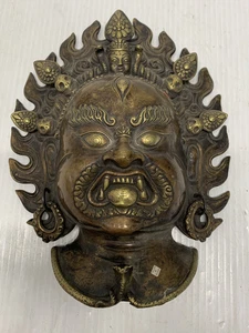 Tibetan Buddhist Mahakala Wall Hanging in brass - Picture 1 of 8