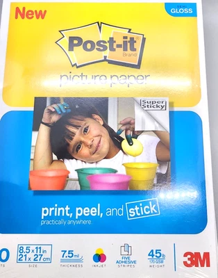 Post-It  Semi-Gloss Picture Paper 8.5 X 11 7.5   20 Sheets X 3  New/Sealed - Image 1 of 3