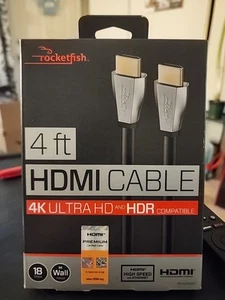 Rocketfish - 4' 4K UltraHD/HDR In-Wall Rated HD Video Cable - Black - Bild 1 von 2