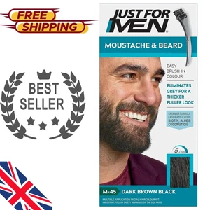 Just For Men Moustache & Beard M45 Dark Brown Black Dye Eliminates Grey UK - Picture 1 of 3