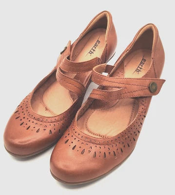 Sapatos femininos Earth Dione tamanho 8.5 couro marrom Mary Jane salto conforto - Imagem 1 de 4