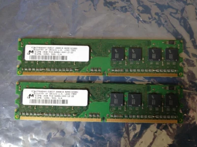 1GB 2x512MB Micron Memory 1RX8 PC2-4200U-444-12-ZZ, 533, CL4 Country of Orig US - Image 1 of 3