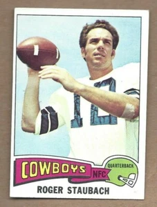 Tarjeta de fútbol americano Topps 1975 #145 Roger Staubach, Dallas Cowboys casi como nueva - Imagen 1 de 2