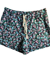 J.Crew Floral French Terry Drawstring Shorts Size Large Blue BE279