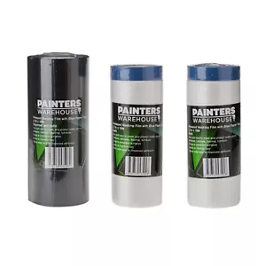Pre-taped Masking Film Refills 2.7m x 18M Set of 8 Rolls including Two Dispenser - Picture 1 of 9