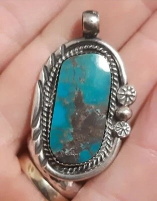 ciondolo per catena argento 925  turchese arizona morenci raro - Immagine 1 di 4