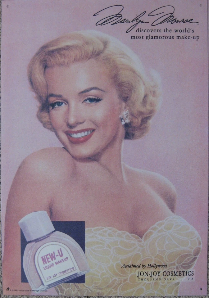 MARILYN MONROE NEW-U JON-JOY COSMETICS VINTAGE RETRO TIN METAL SIGN 12.5" x 16"  - Image 1 of 1