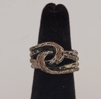 复古 Premier Design 波西米亚银色绳结 尺寸 6.75 签名 — 第 1/4 张图片