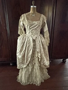 Antique 1890’s Silk Damask Bustle Ball Gown Authentic Costume - Picture 1 of 22