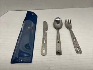 Vintage Boy Scouts Imperial Stainless Steel Made In Korea Fork Spoon Knife Set - Picture 1 of 5